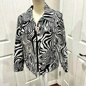 Redd zebra print embellished button front statement jacket size 8